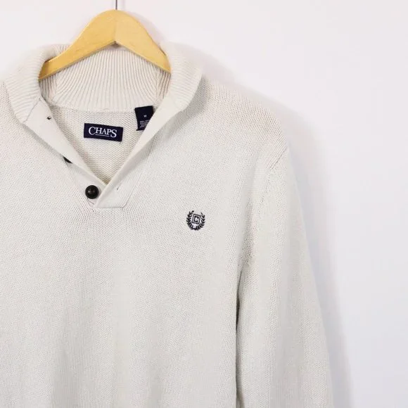 *Chaps 3/4 Button Cream Sweater - Picture 3 of 6